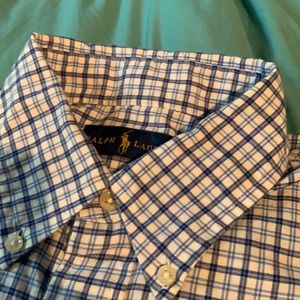 Ralph Lauren polo slim fit tattersall M blue and white